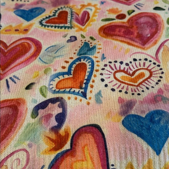 Colorful Heart Pattern Crew Sweater - Picture 3 of 10
